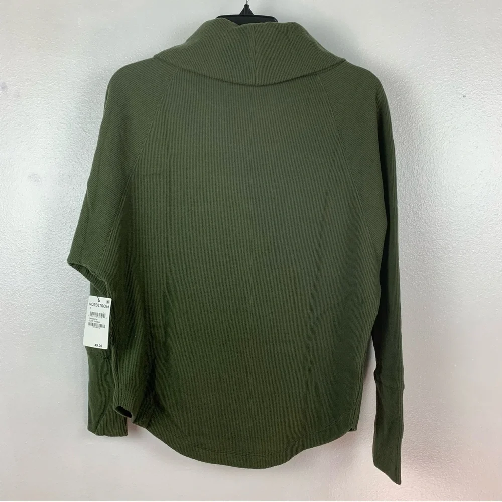 NWT Caslon Cozy Cassidy Cowl Neck Top Pullover Long Sleeve Thermal Olive Green - Picture 4 of 4